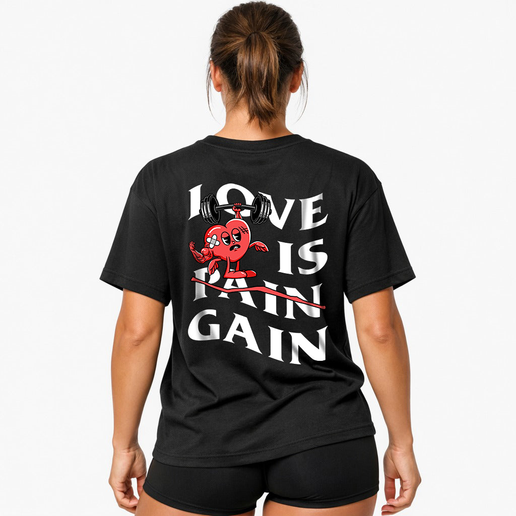 Love is Gain Oversized (baktryck) skjorta