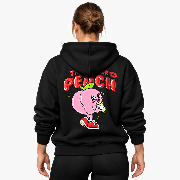 Entraînez votre sweat à capuche surdimensionné pêche (backprint)